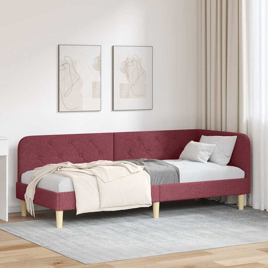 Cornice del letto ad angolo Rosso Vino 80 x 200 cm Tessuto | homemem39