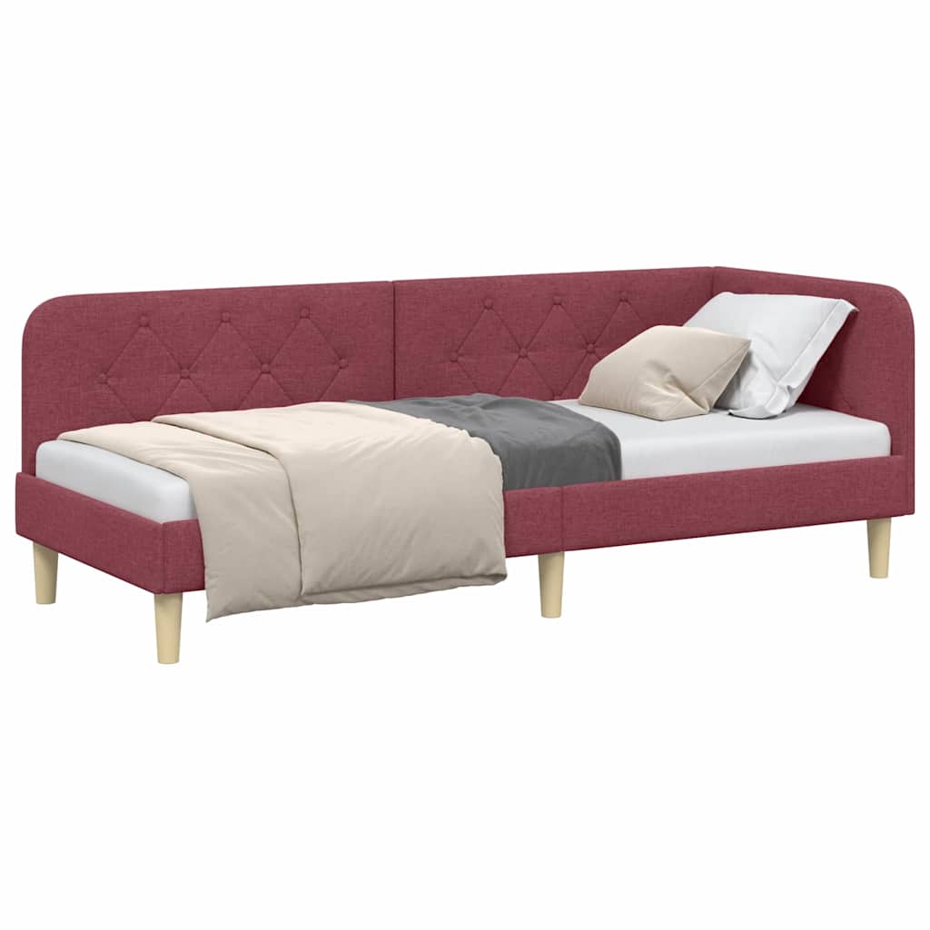 Cornice del letto ad angolo Rosso Vino 80 x 200 cm Tessuto | homemem39