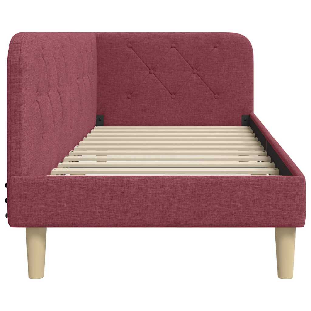 Cornice del letto ad angolo Rosso Vino 80 x 200 cm Tessuto | homemem39