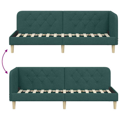 Cornice del letto ad angolo Verde Scuro 80 x 200 cm Tessuto | homemem39