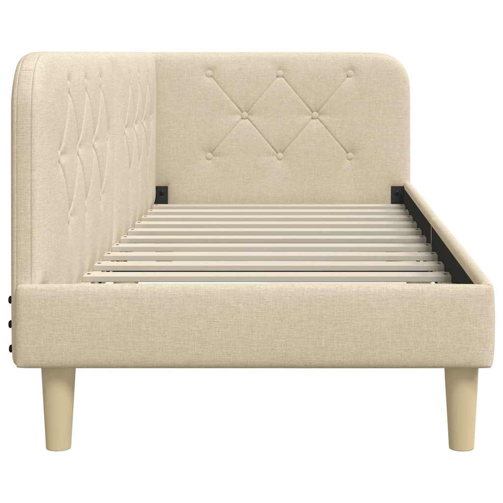 Cornice del letto ad angolo Crema 80 x 200 cm Tessuto | homemem39