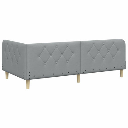 Cornice del letto ad angolo Grigio chiaro 90 x 190 cm Tessuto | homemem39