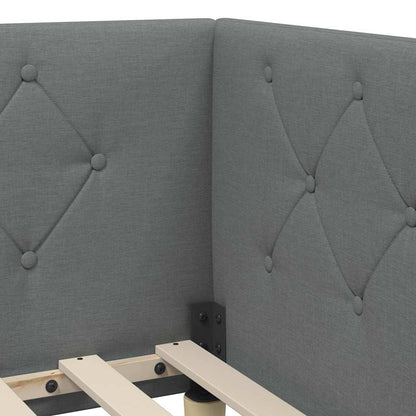 Cornice del letto ad angolo Grigio scuro 90 x 190 cm Tessuto | homemem39
