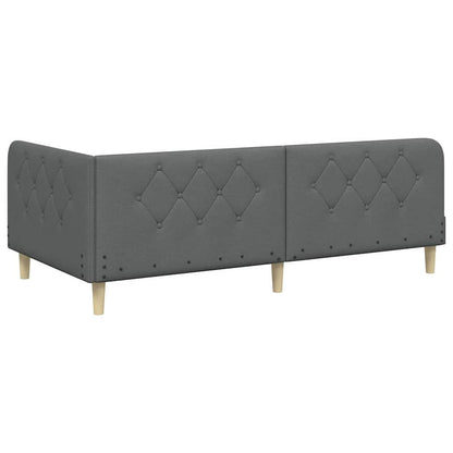 Cornice del letto ad angolo Grigio scuro 90 x 190 cm Tessuto | homemem39
