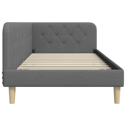 Cornice del letto ad angolo Grigio scuro 90 x 190 cm Tessuto | homemem39