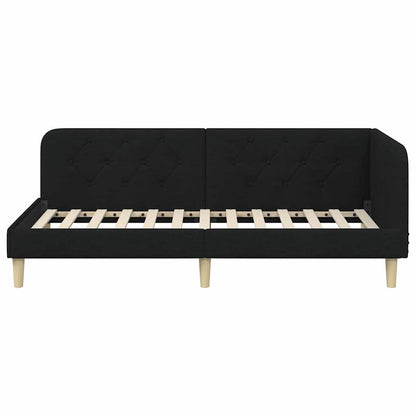 Cornice del letto ad angolo Nero 90 x 190 cm Tessuto | homemem39