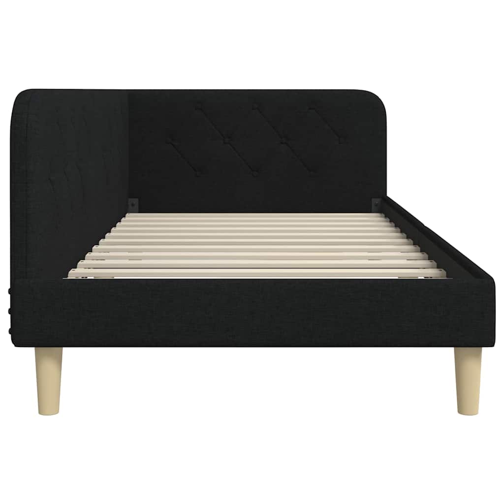Cornice del letto ad angolo Nero 90 x 190 cm Tessuto | homemem39
