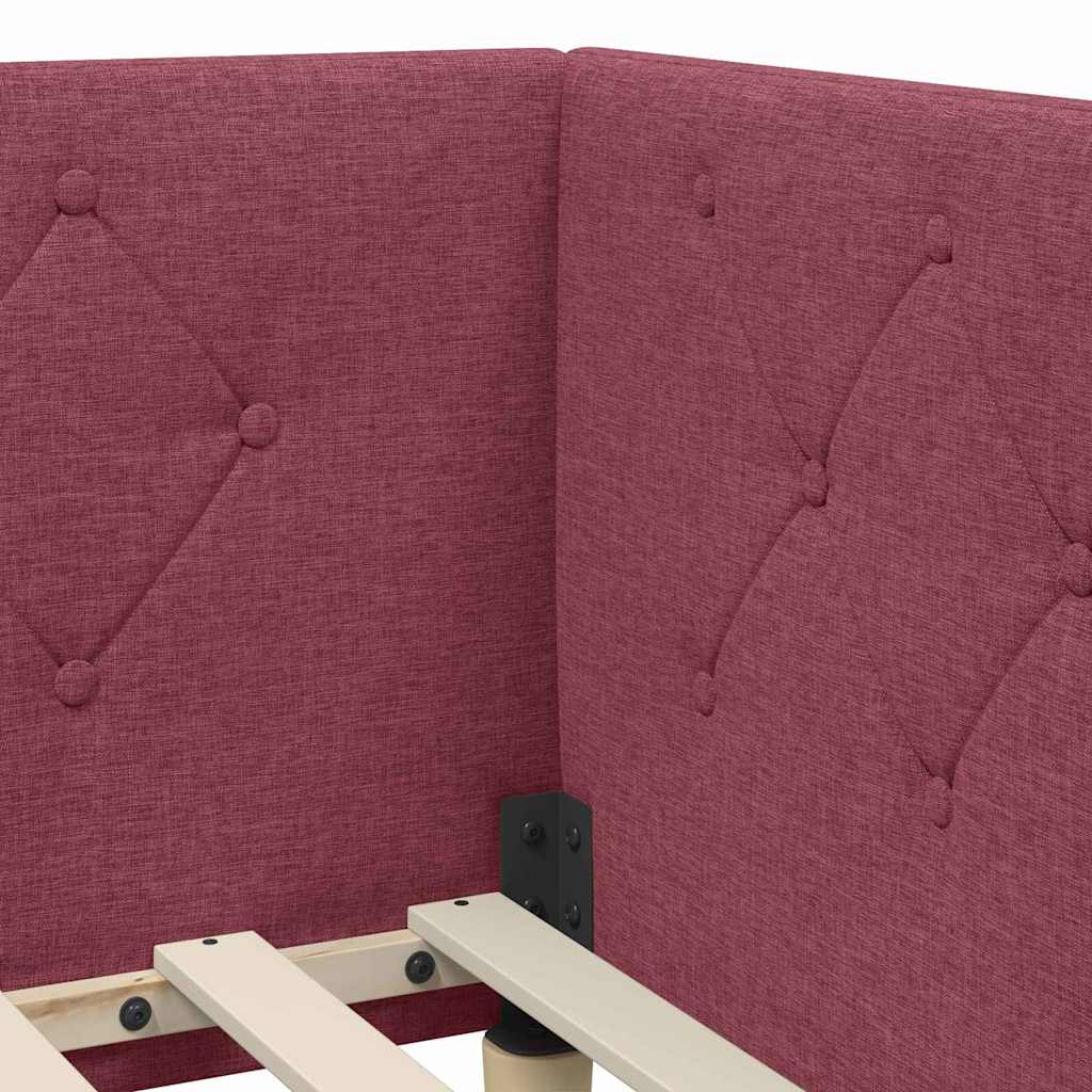 Cornice del letto ad angolo Rosso Vino 90 x 190 cm Tessuto | homemem39