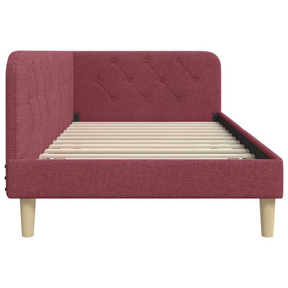 Cornice del letto ad angolo Rosso Vino 90 x 190 cm Tessuto | homemem39