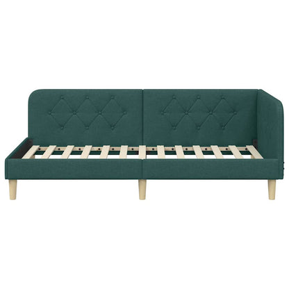 Cornice del letto ad angolo Verde Scuro 90 x 190 cm Tessuto | homemem39