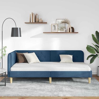 Cornice del letto ad angolo Blu 90 x 190 cm Tessuto | homemem39