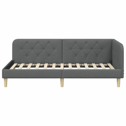 Cornice del letto ad angolo Grigio scuro 90 x 200 cm Tessuto | homemem39