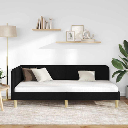 Cornice del letto ad angolo Nero 90 x 200 cm Tessuto | homemem39