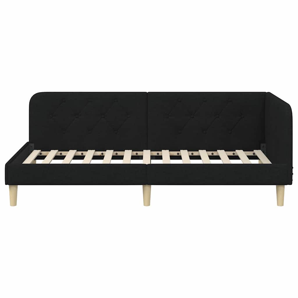 Cornice del letto ad angolo Nero 90 x 200 cm Tessuto | homemem39