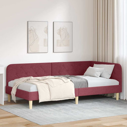Cornice del letto ad angolo Rosso Vino 90 x 200 cm Tessuto | homemem39