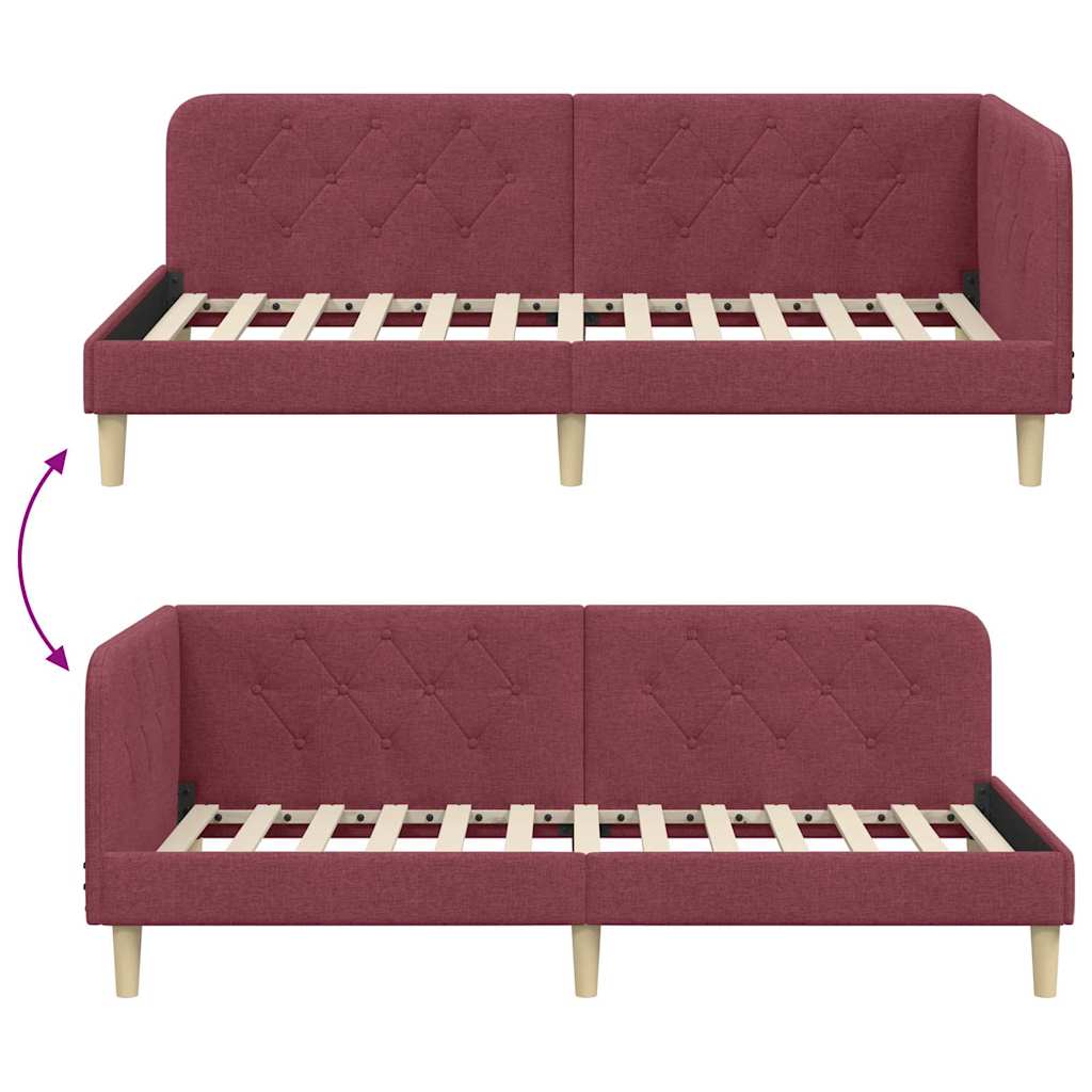 Cornice del letto ad angolo Rosso Vino 90 x 200 cm Tessuto | homemem39