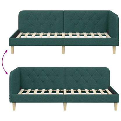 Cornice del letto ad angolo Verde Scuro 90 x 200 cm Tessuto | homemem39