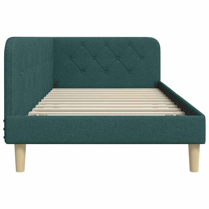 Cornice del letto ad angolo Verde Scuro 90 x 200 cm Tessuto | homemem39
