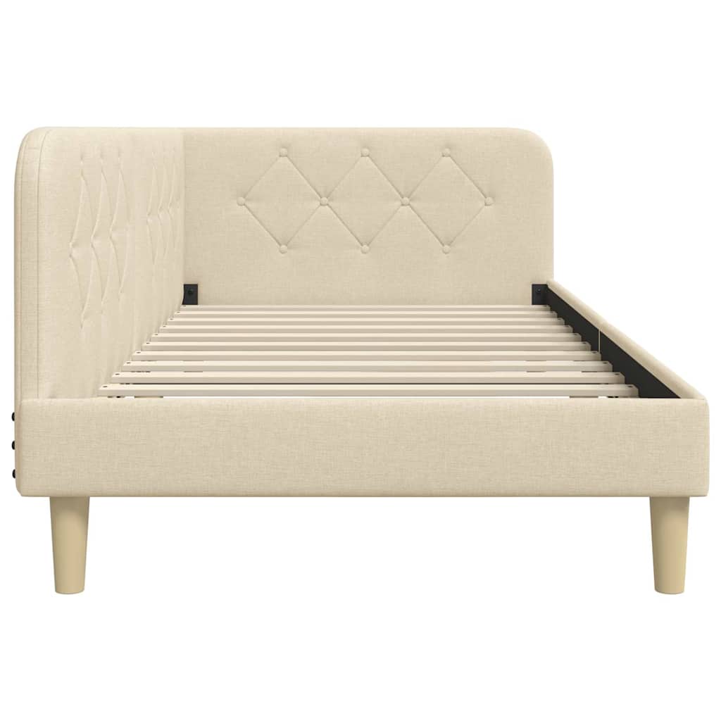 Cornice del letto ad angolo Crema 90 x 200 cm Tessuto | homemem39