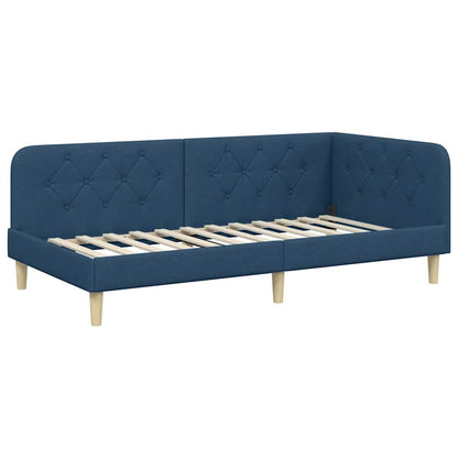Cornice del letto ad angolo Blu 90 x 200 cm Tessuto | homemem39