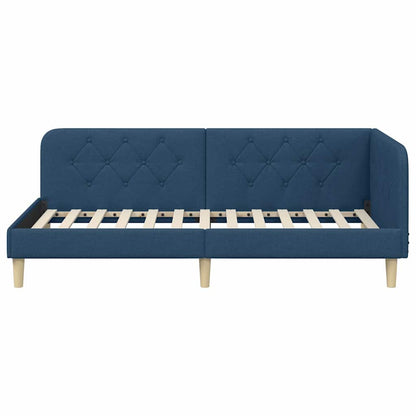 Cornice del letto ad angolo Blu 90 x 200 cm Tessuto | homemem39