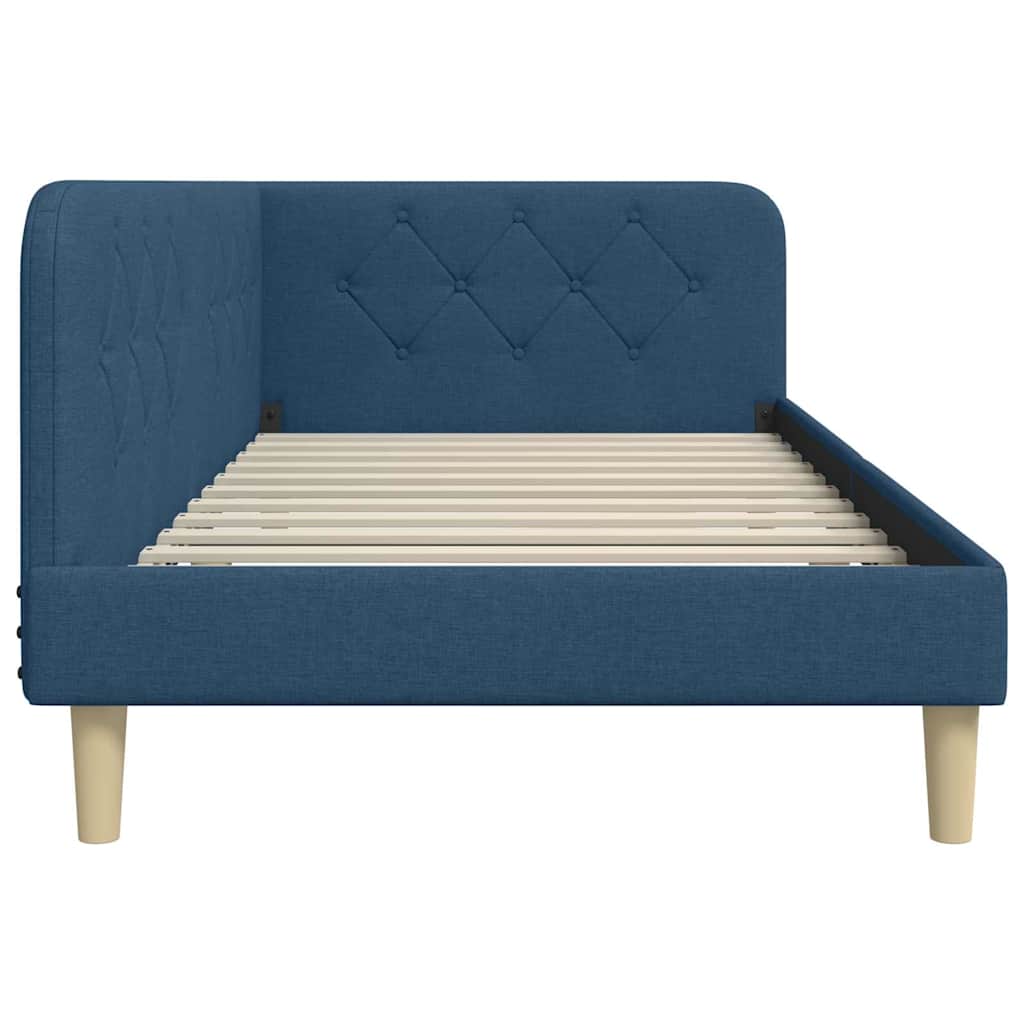 Cornice del letto ad angolo Blu 90 x 200 cm Tessuto | homemem39