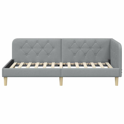 Cornice del letto ad angolo Grigio chiaro 100 x 200 cm Tessuto | homemem39