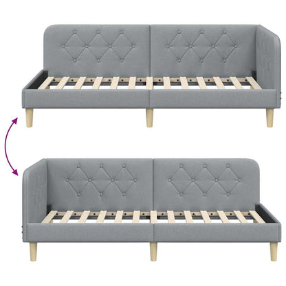 Cornice del letto ad angolo Grigio chiaro 100 x 200 cm Tessuto | homemem39