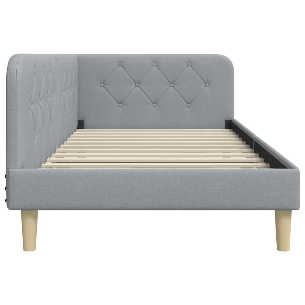 Cornice del letto ad angolo Grigio chiaro 100 x 200 cm Tessuto | homemem39