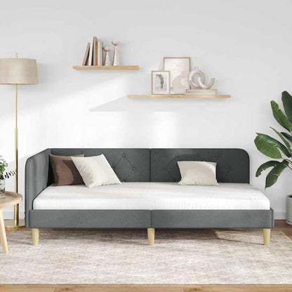 Cornice del letto ad angolo Grigio scuro 100 x 200 cm Tessuto | homemem39