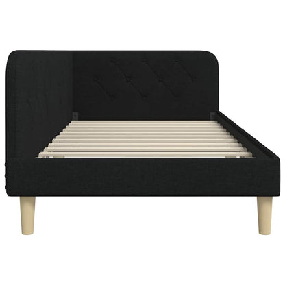 Cornice del letto ad angolo Nero 100 x 200 cm Tessuto | homemem39