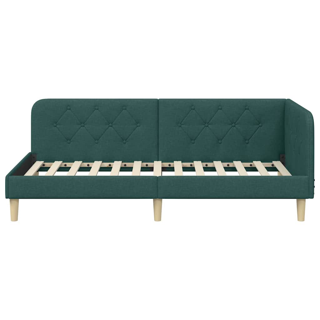 Cornice del letto ad angolo Verde Scuro 100 x 200 cm Tessuto | homemem39