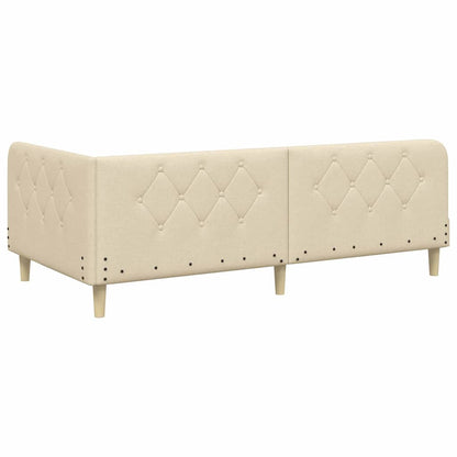 Cornice del letto ad angolo Crema 100 x 200 cm Tessuto | homemem39
