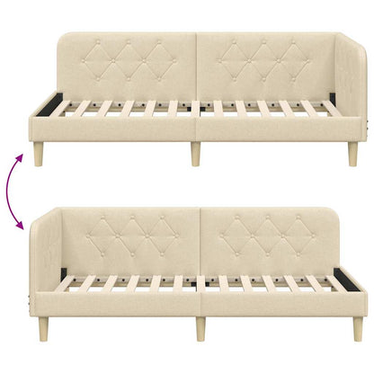 Cornice del letto ad angolo Crema 100 x 200 cm Tessuto | homemem39