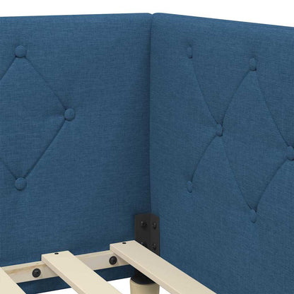 Cornice del letto ad angolo Blu 100 x 200 cm Tessuto | homemem39