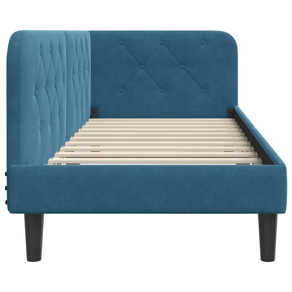 Cornice del letto ad angolo Blu 80 x 200 cm Velluto | homemem39