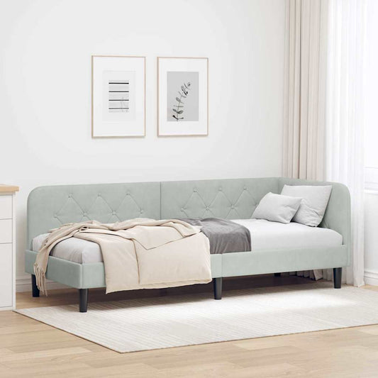 Cornice del letto ad angolo Grigio chiaro 80 x 200 cm Velluto | homemem39