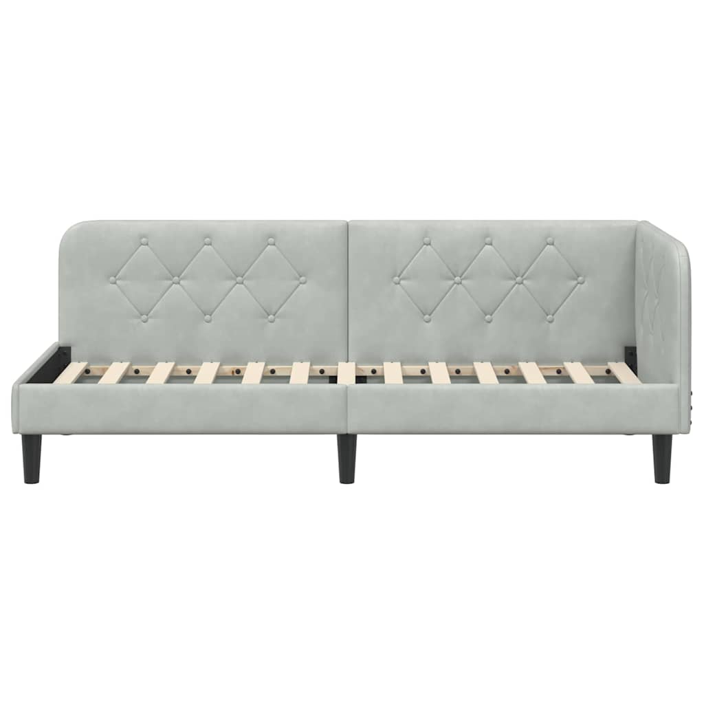 Cornice del letto ad angolo Grigio chiaro 80 x 200 cm Velluto | homemem39