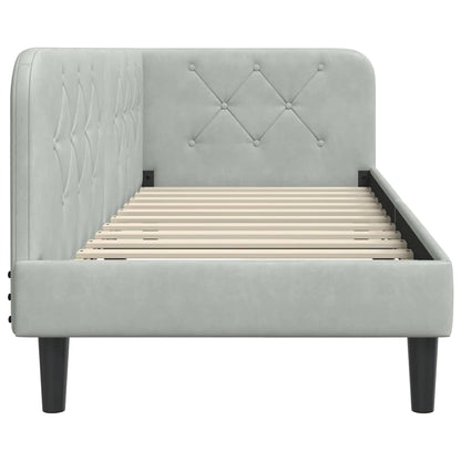Cornice del letto ad angolo Grigio chiaro 80 x 200 cm Velluto | homemem39