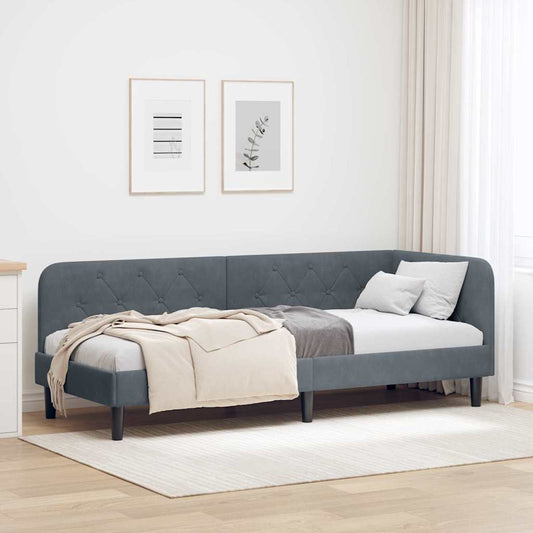 Cornice del letto ad angolo Grigio scuro 80 x 200 cm Velluto | homemem39