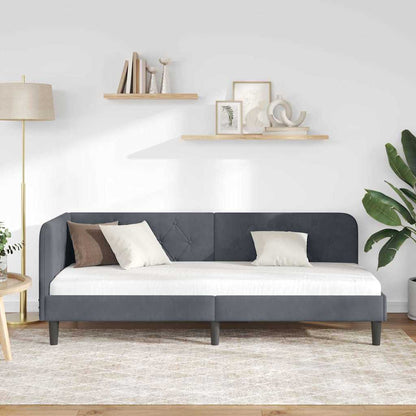 Cornice del letto ad angolo Grigio scuro 80 x 200 cm Velluto | homemem39