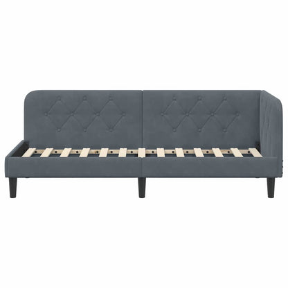 Cornice del letto ad angolo Grigio scuro 80 x 200 cm Velluto | homemem39