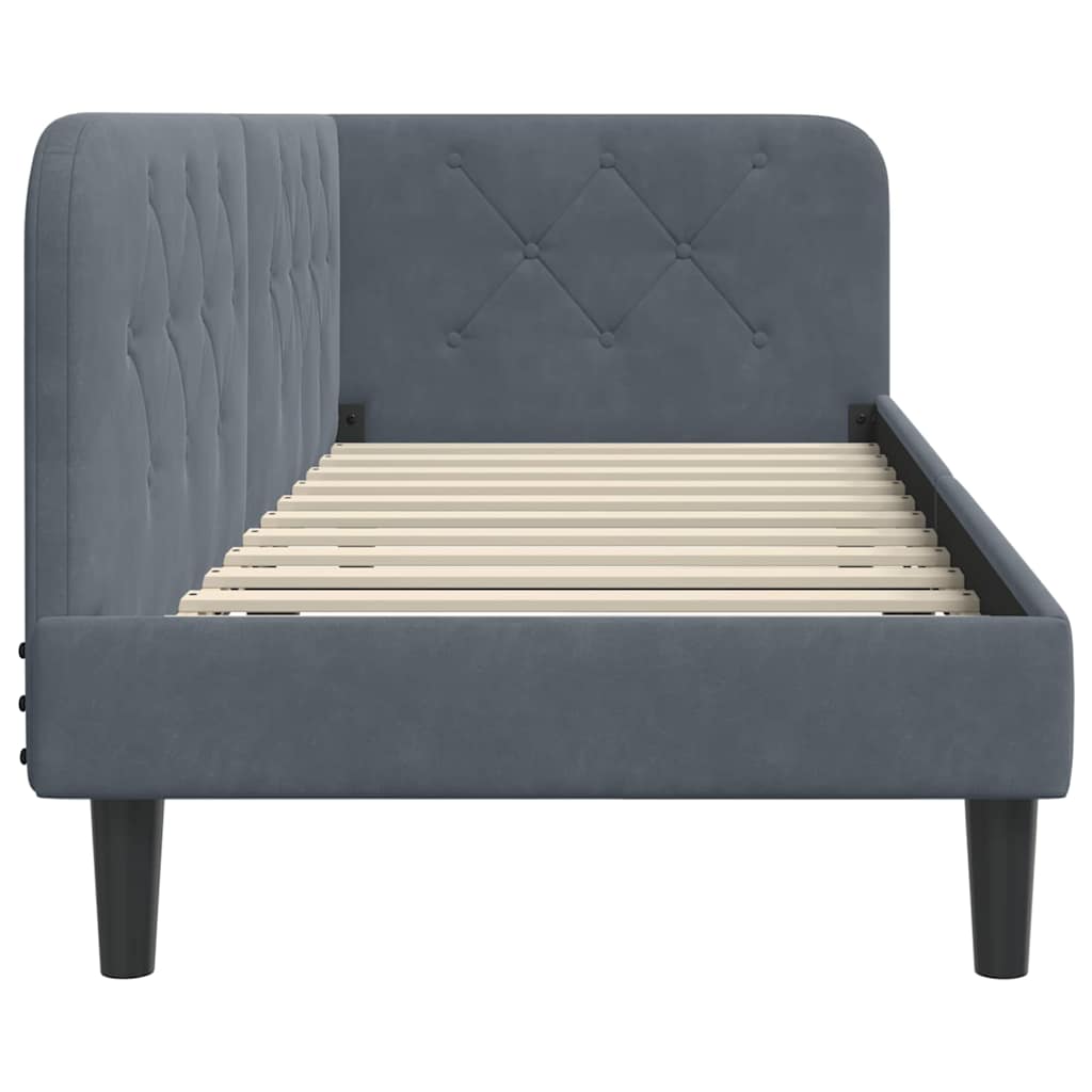 Cornice del letto ad angolo Grigio scuro 80 x 200 cm Velluto | homemem39