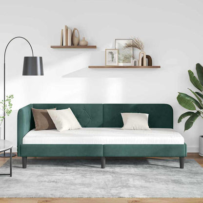 Cornice del letto ad angolo Verde Scuro 80 x 200 cm Velluto | homemem39