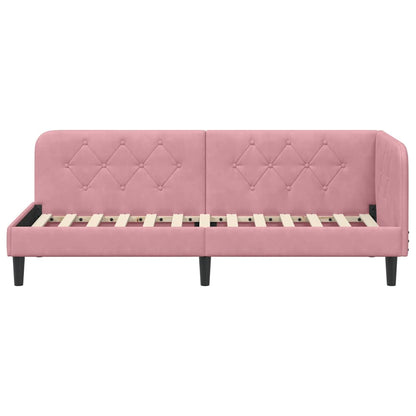 Cornice del letto ad angolo Rosa 80 x 200 cm Velluto | homemem39