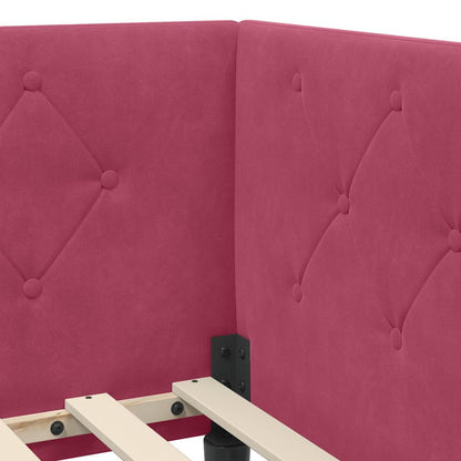Cornice del letto ad angolo Rosso Vino 80 x 200 cm Velluto | homemem39