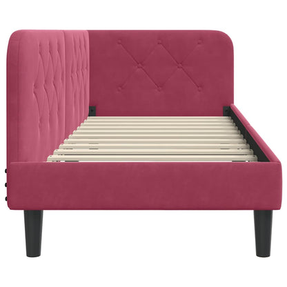 Cornice del letto ad angolo Rosso Vino 80 x 200 cm Velluto | homemem39