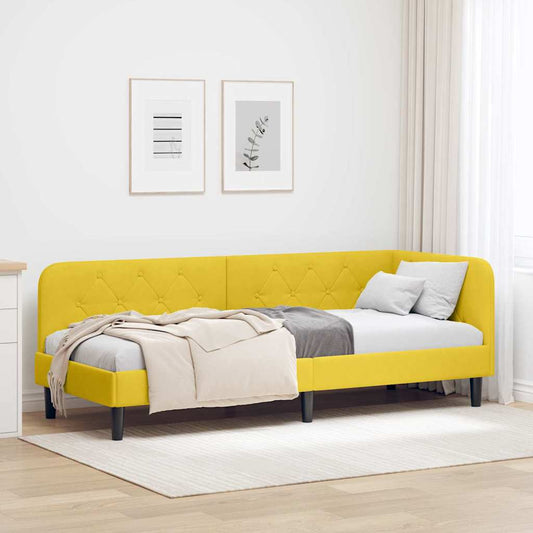 Cornice del letto ad angolo Giallo 80 x 200 cm Velluto | homemem39