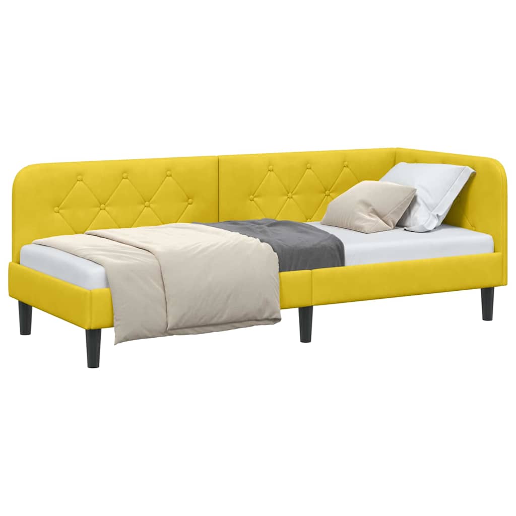 Cornice del letto ad angolo Giallo 80 x 200 cm Velluto | homemem39