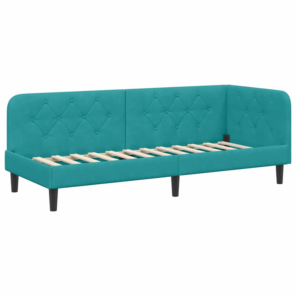 Cornice del letto ad angolo Turchese 80 x 200 cm Velluto | homemem39